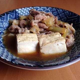 豚こまと焼き豆腐の甘辛煮♪